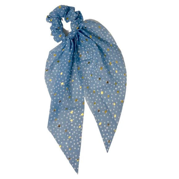 NWT Marta Scrunchie Bow Blue Sparkle Hair Tie - Picture 7 of 8